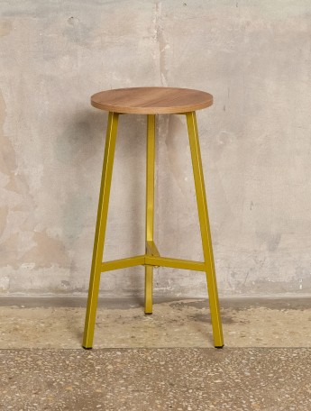 Полубарный стул табурет круглый лофт Эна золотой/амаретто