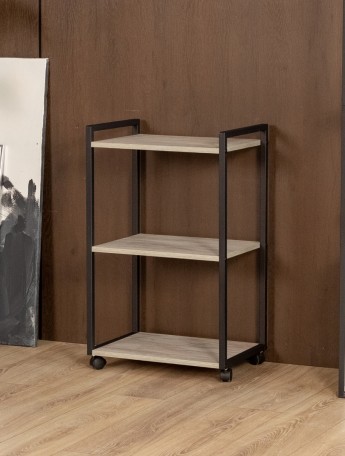 Косметологическая тележка трехъярусная на колесиках Амур чёрный/кашемир