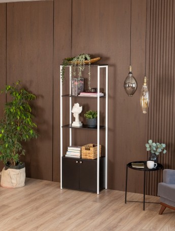 Стеллаж с тумбой и 3 полками Семуа белый/черный